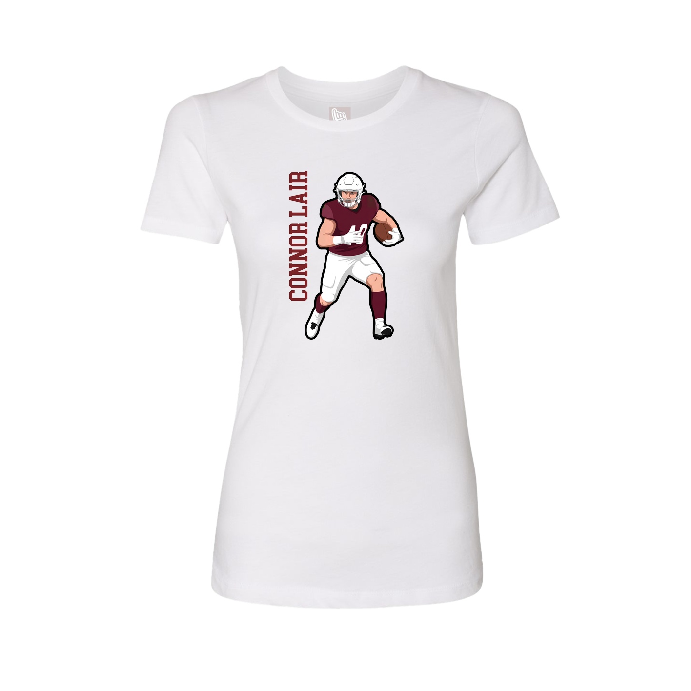 Womens Tee — Name Vertical in White