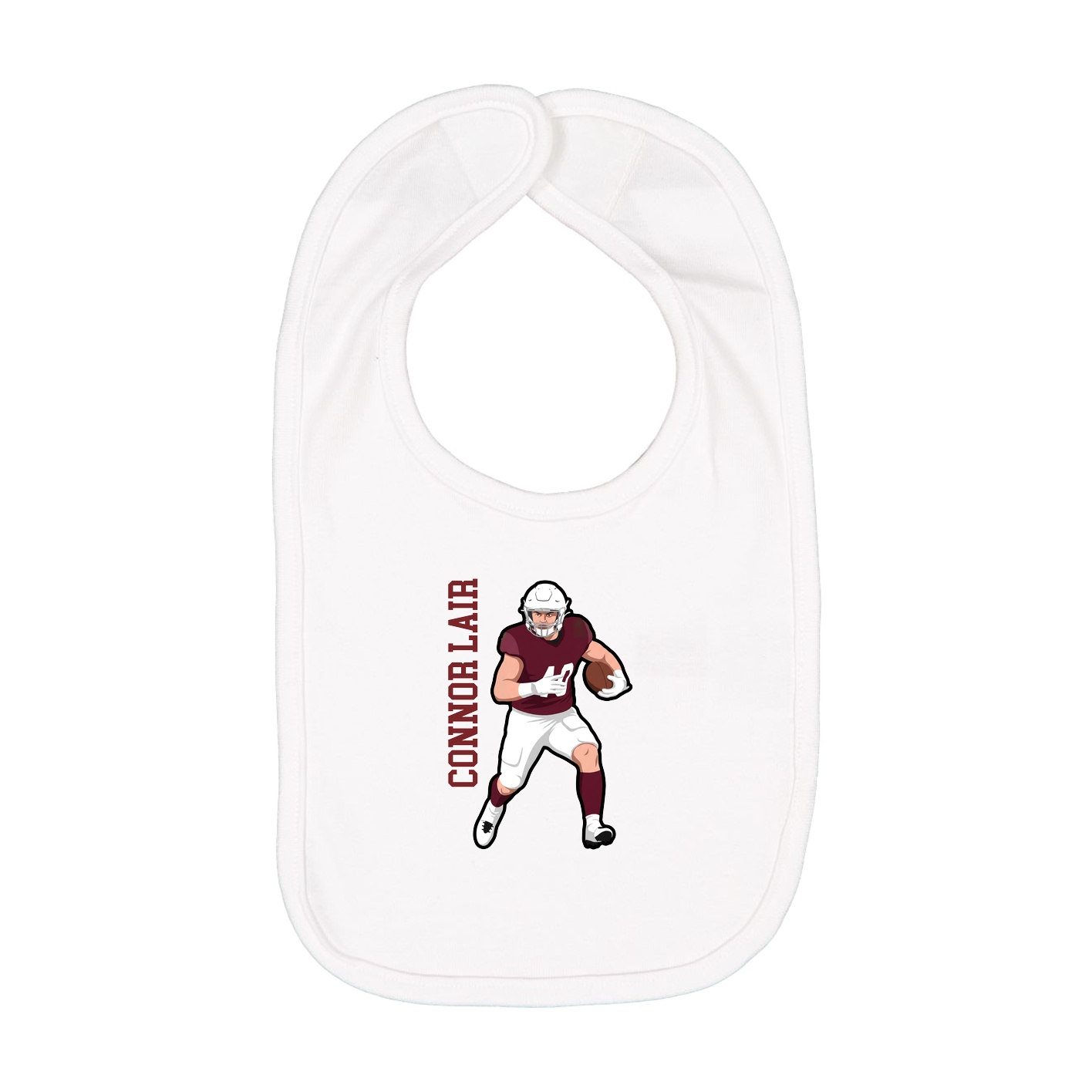 Infant Bib — Name Vertical in White
