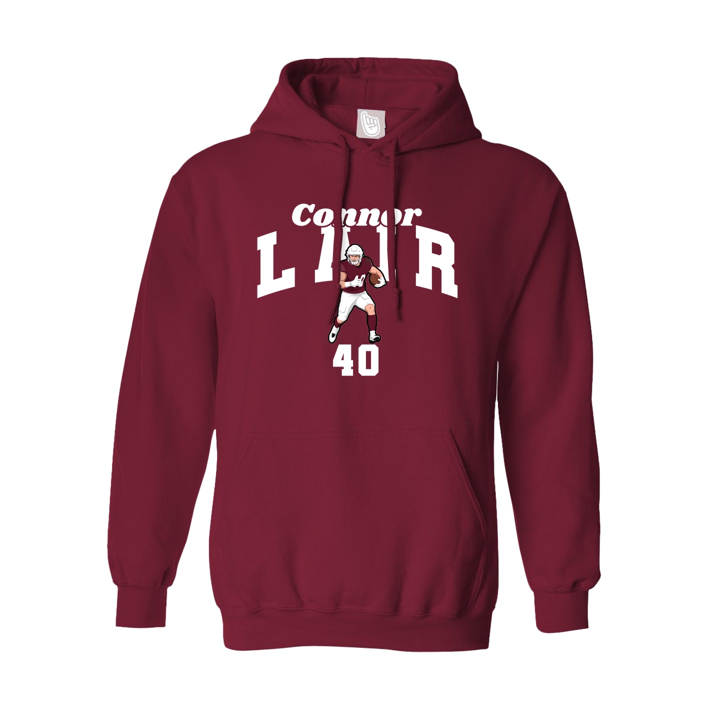 Hoodie — Signature Arch in Cardinal