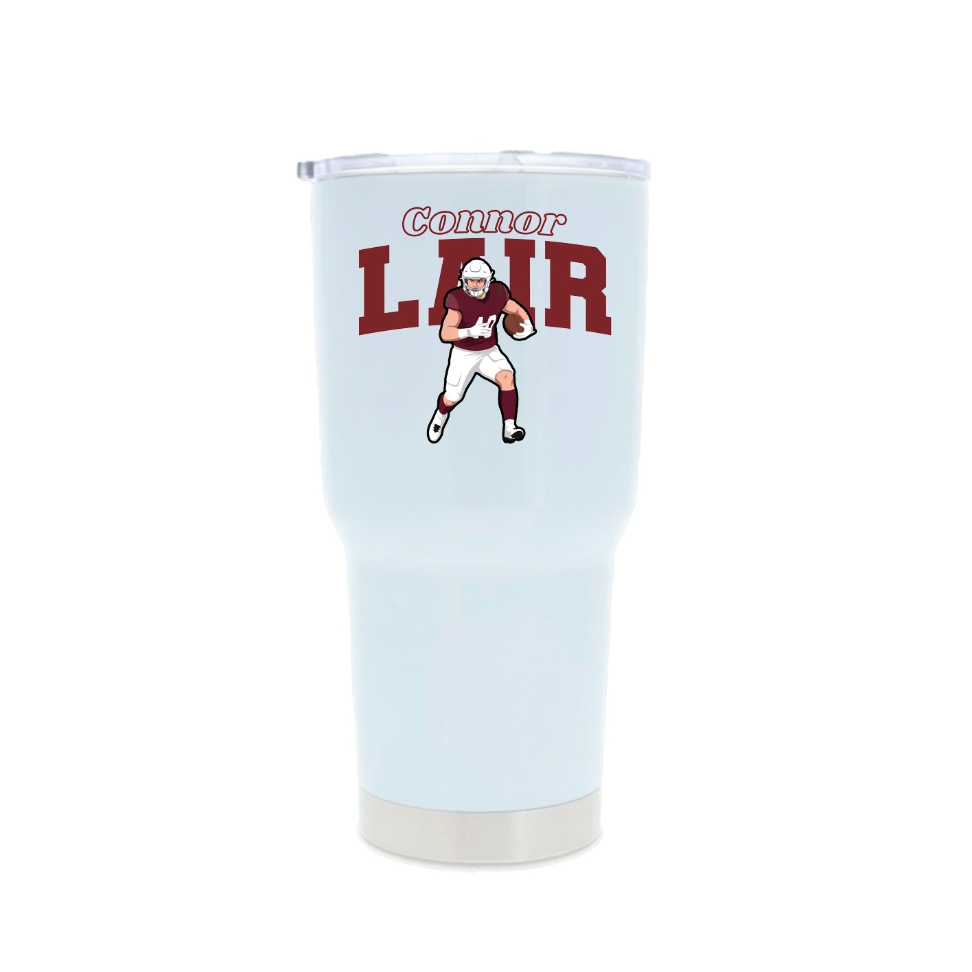 30oz Stainless Steel Tumbler — Name Arch in White