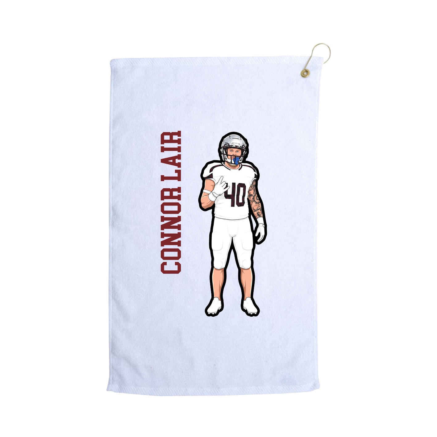 Golf Towel — Name Vertical in White