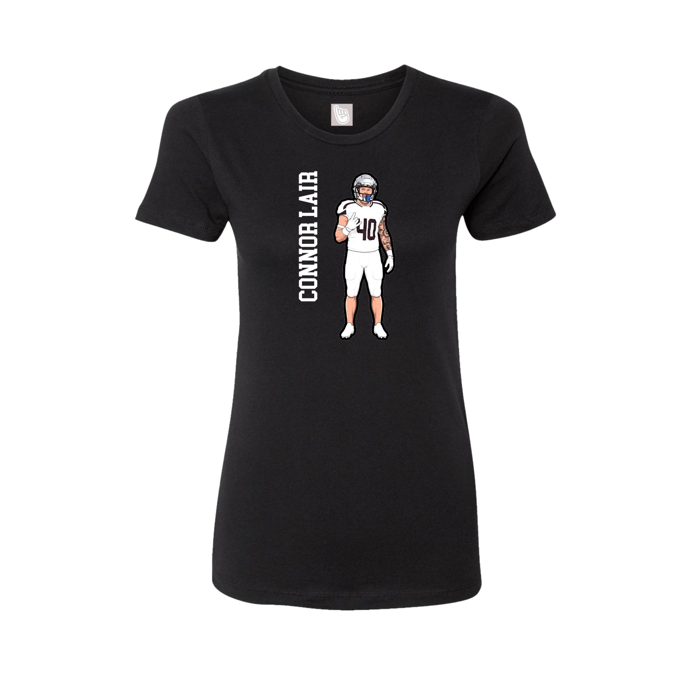 Womens Tee — Name Vertical in Black