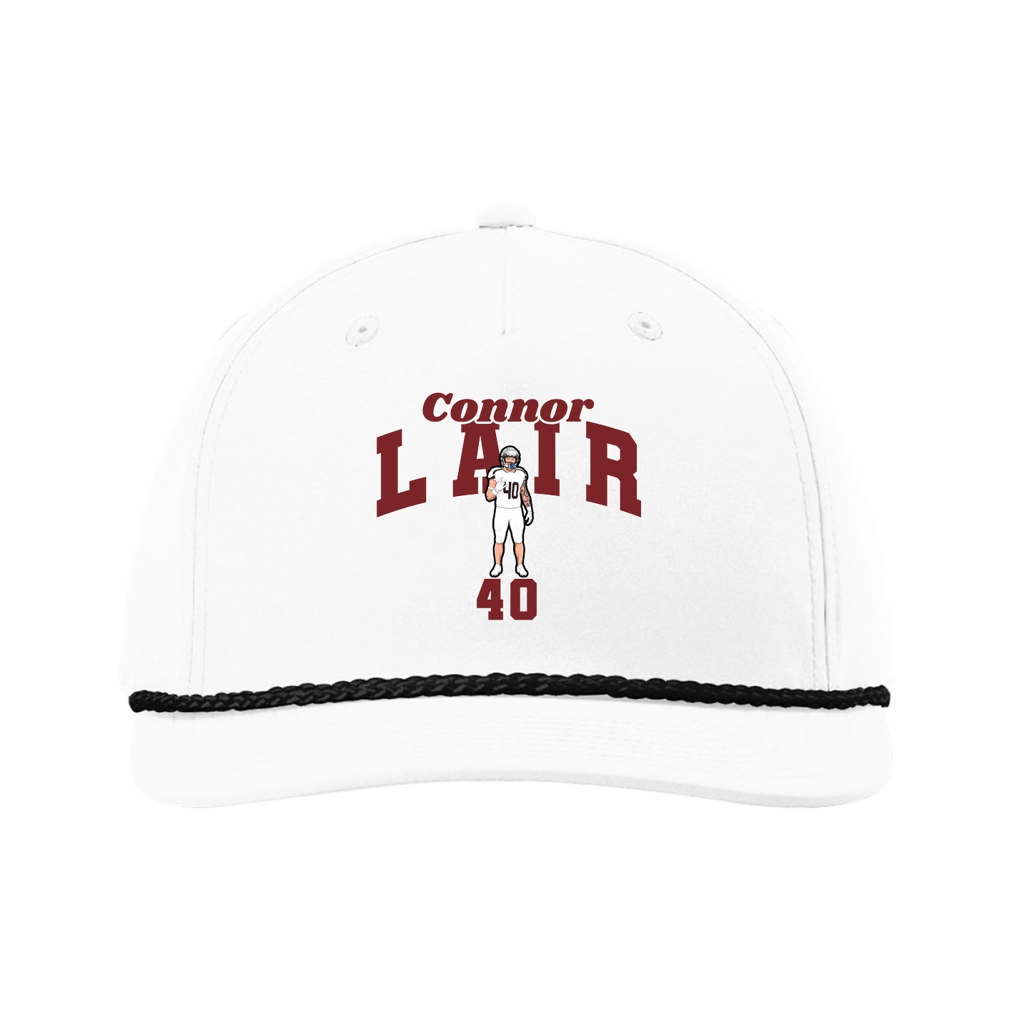 Five-Panel Classic Rope Cap — Signature Arch in White