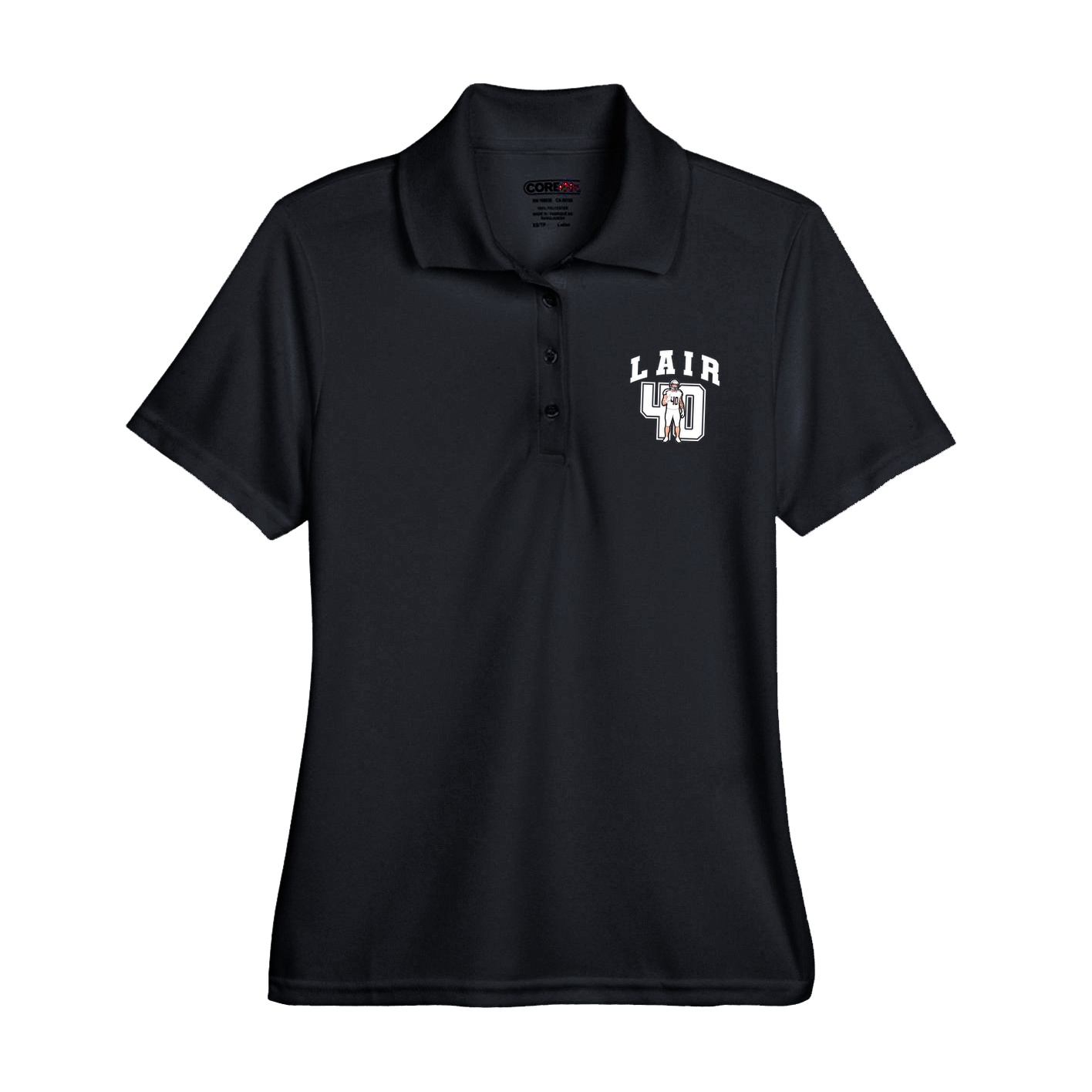 Womens Performance Polo — Number in Black