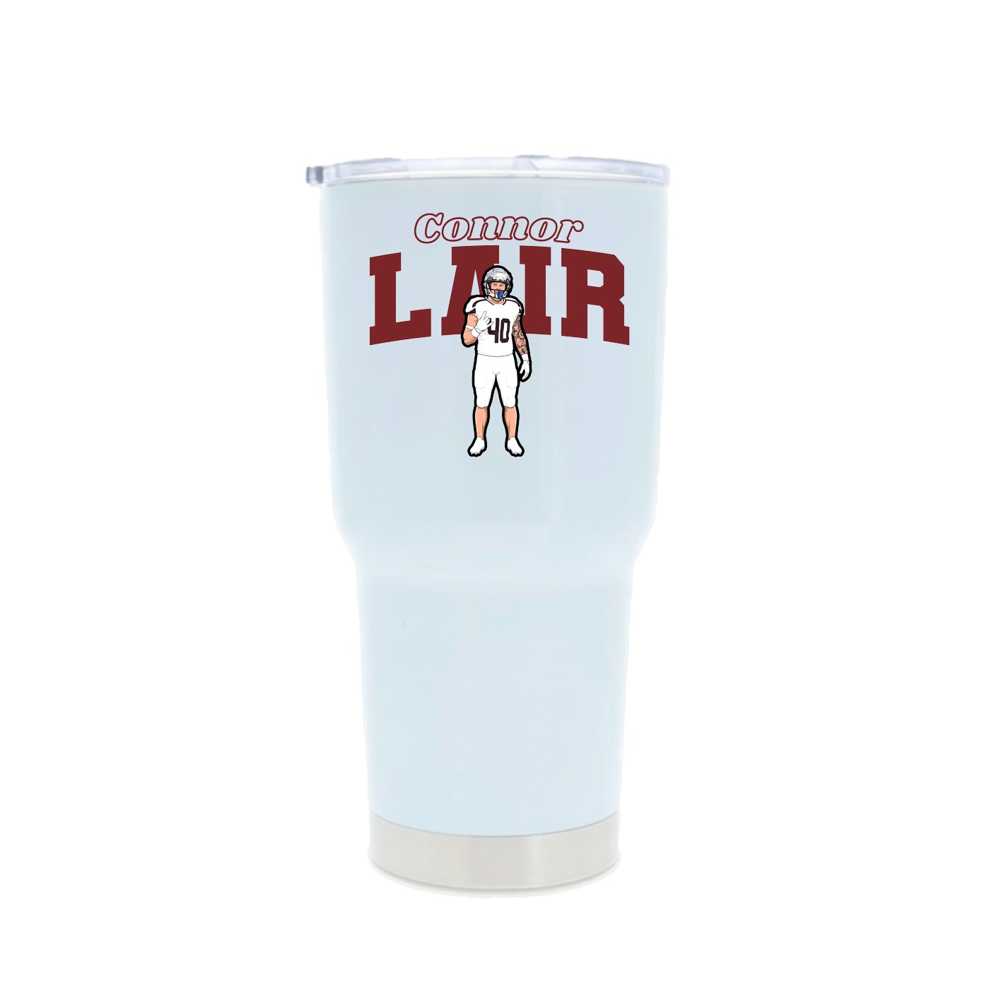 30oz Stainless Steel Tumbler — Name Arch in White