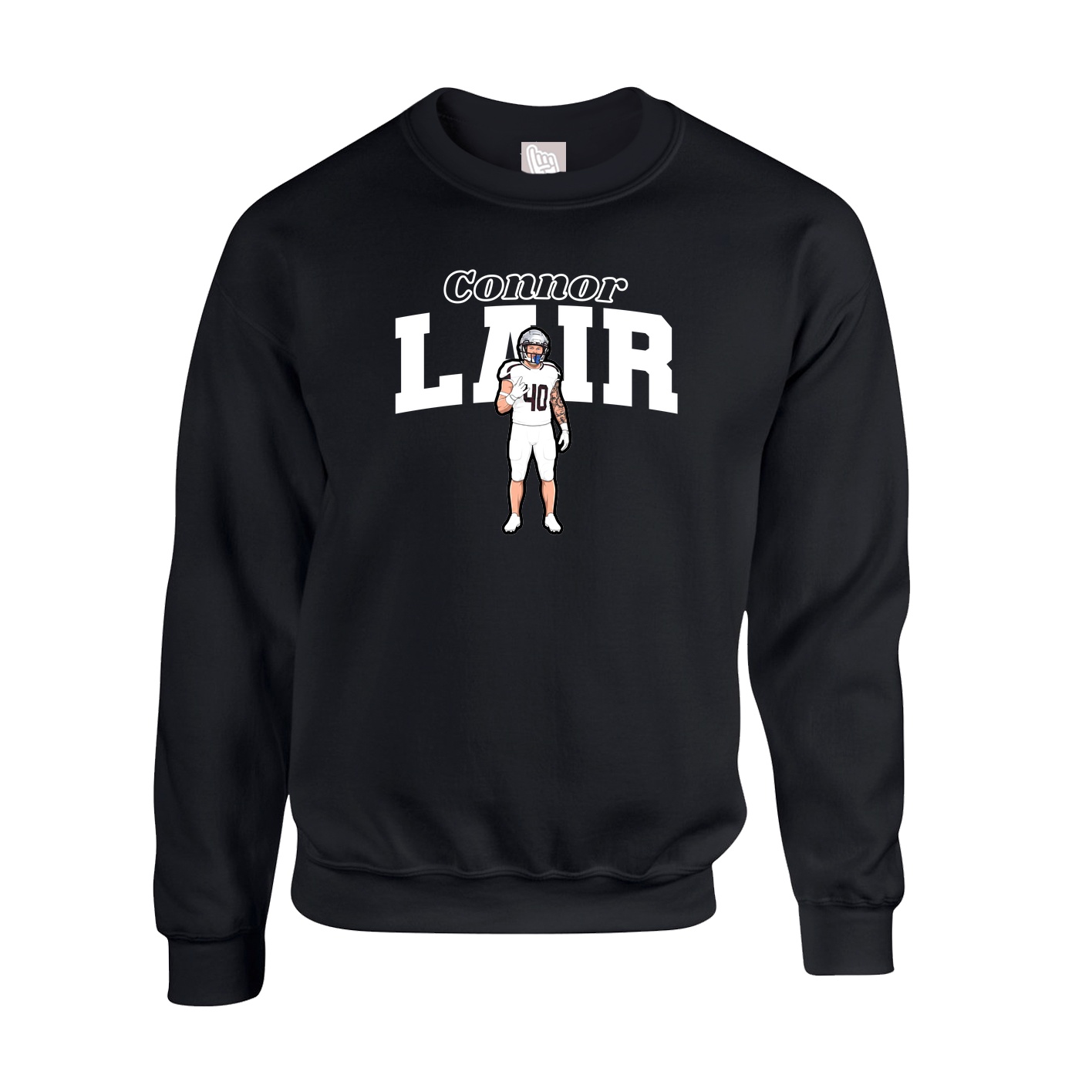 Fleece Crew — Name Arch in Black