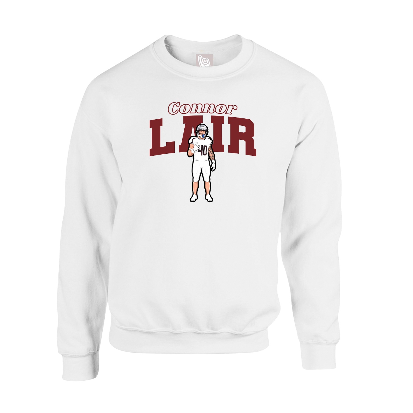 Fleece Crew — Name Arch in White