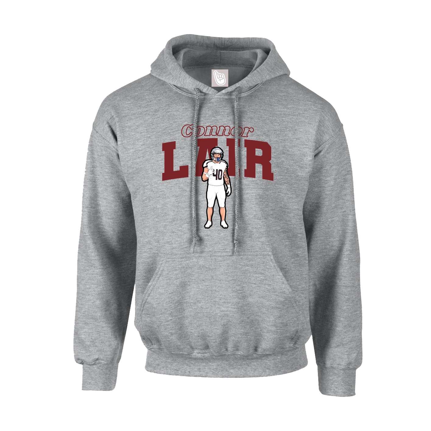 Youth Hoodie — Name Arch in Grey