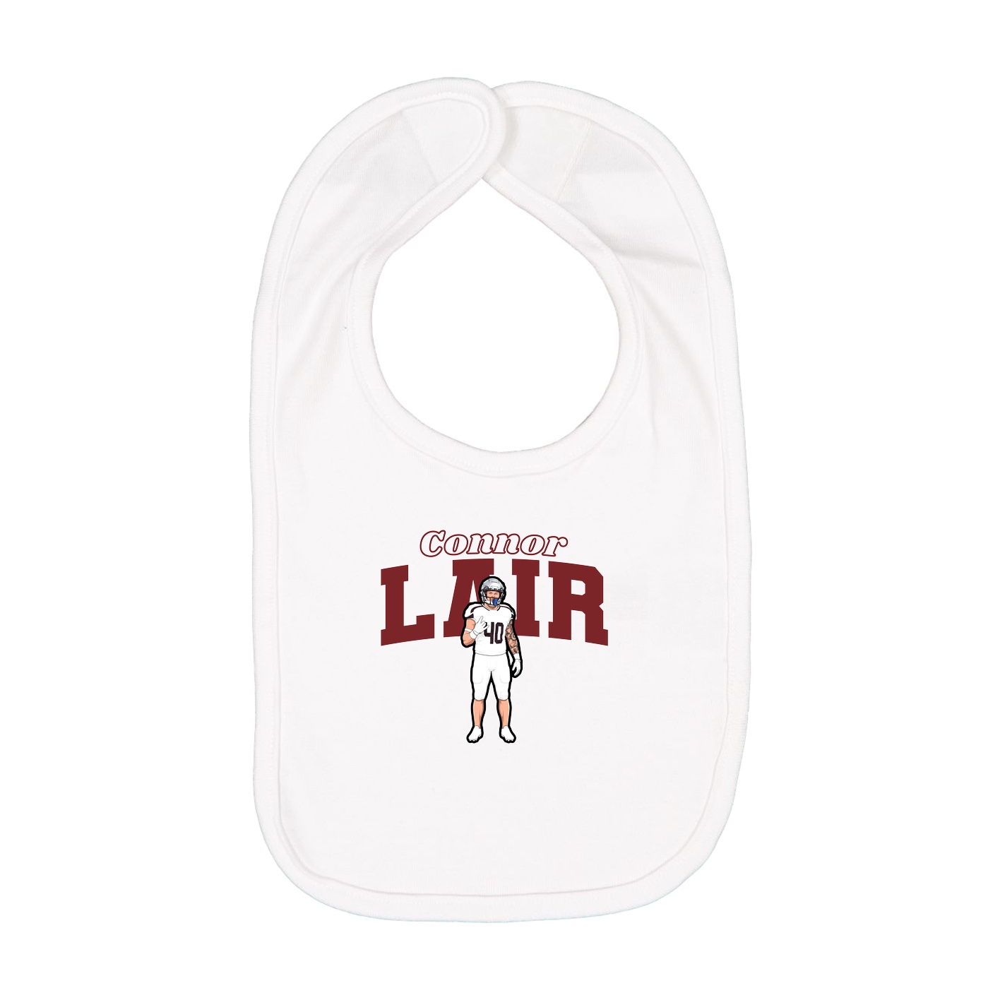 Infant Bib — Name Arch in White