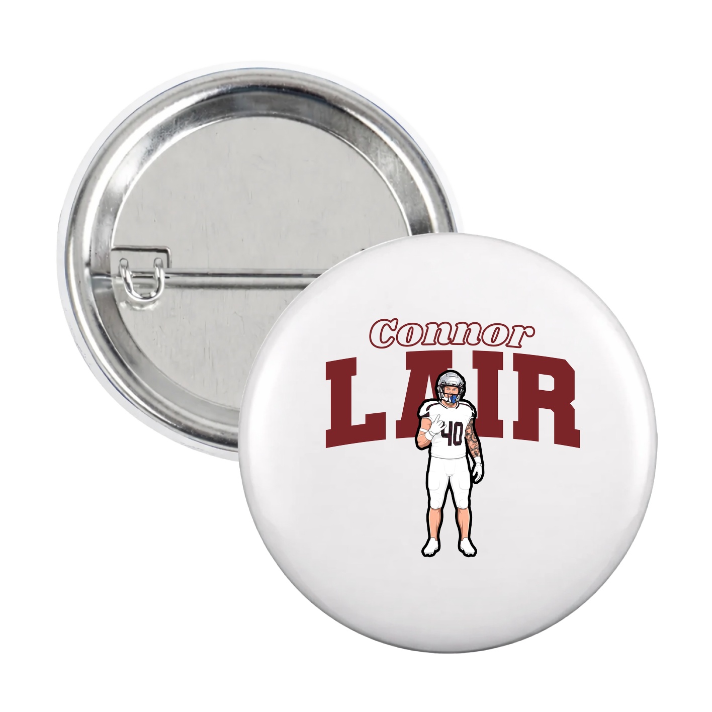 Game Day Button — Name Arch in White