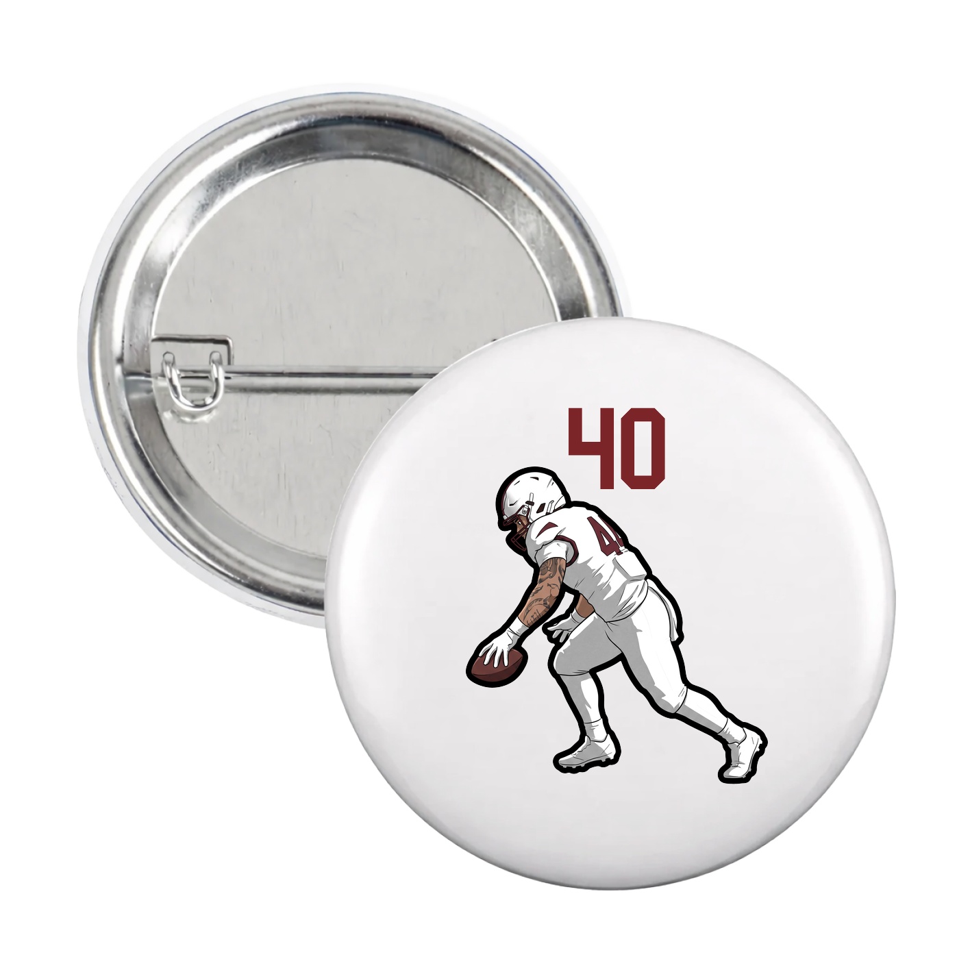Game Day Button — Number Top in White