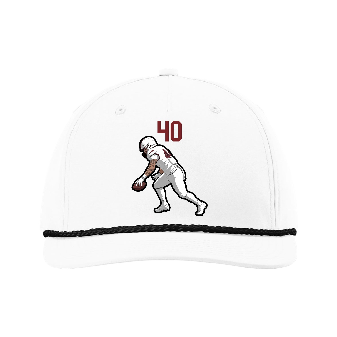 Five-Panel Classic Rope Cap — Number Top in White