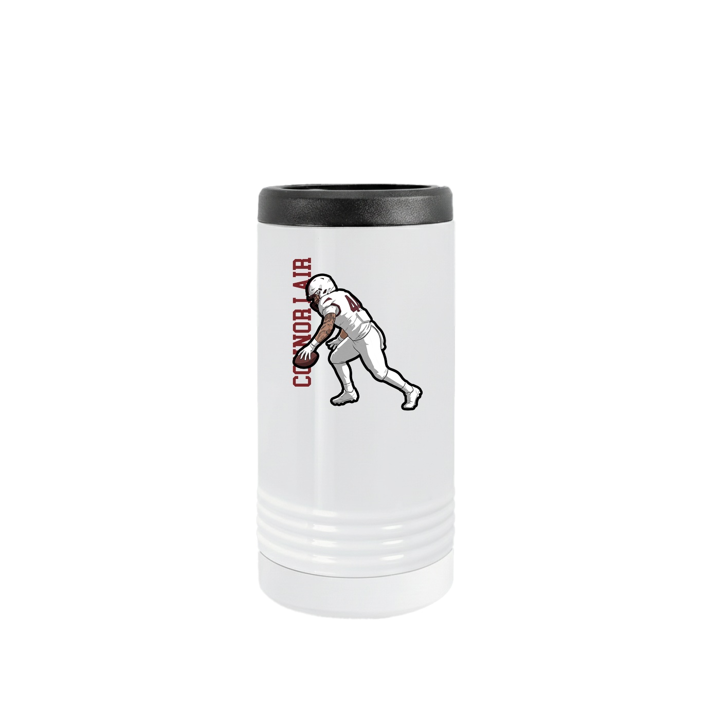 Slim Beverage Holder — Name Vertical in White