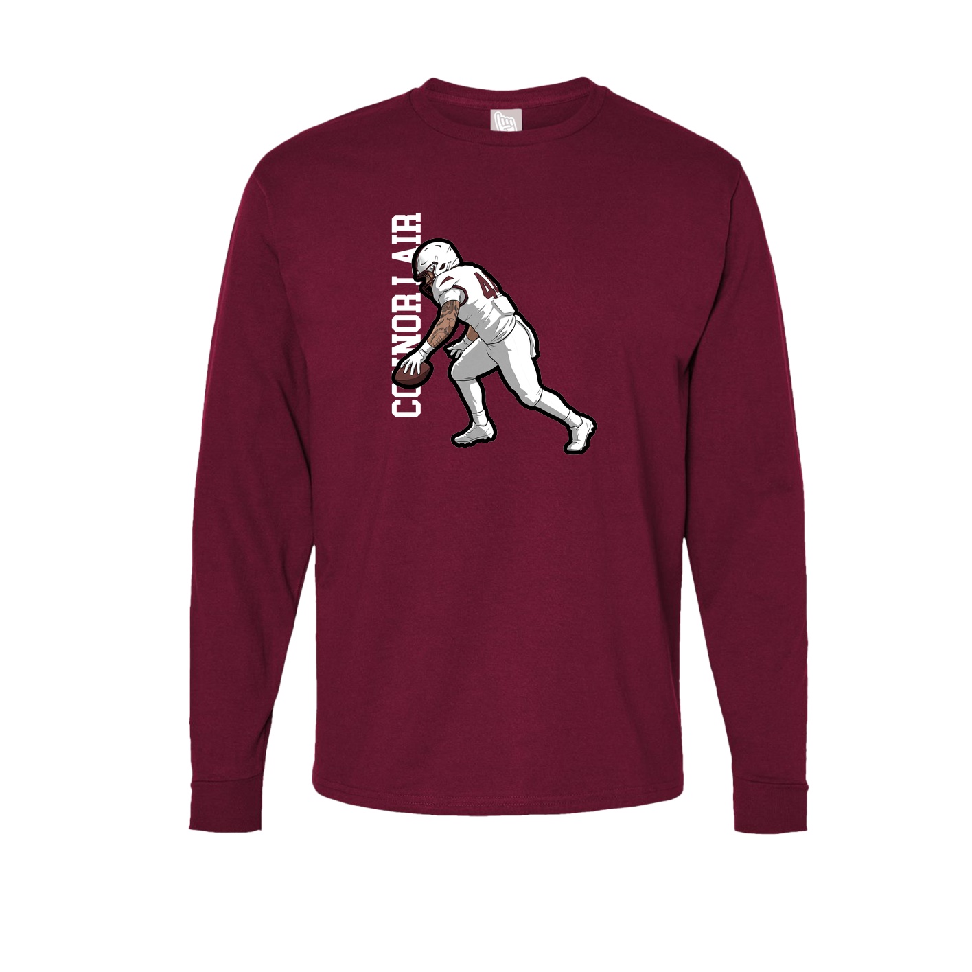 Long Sleeve Tee — Name Vertical in Cardinal