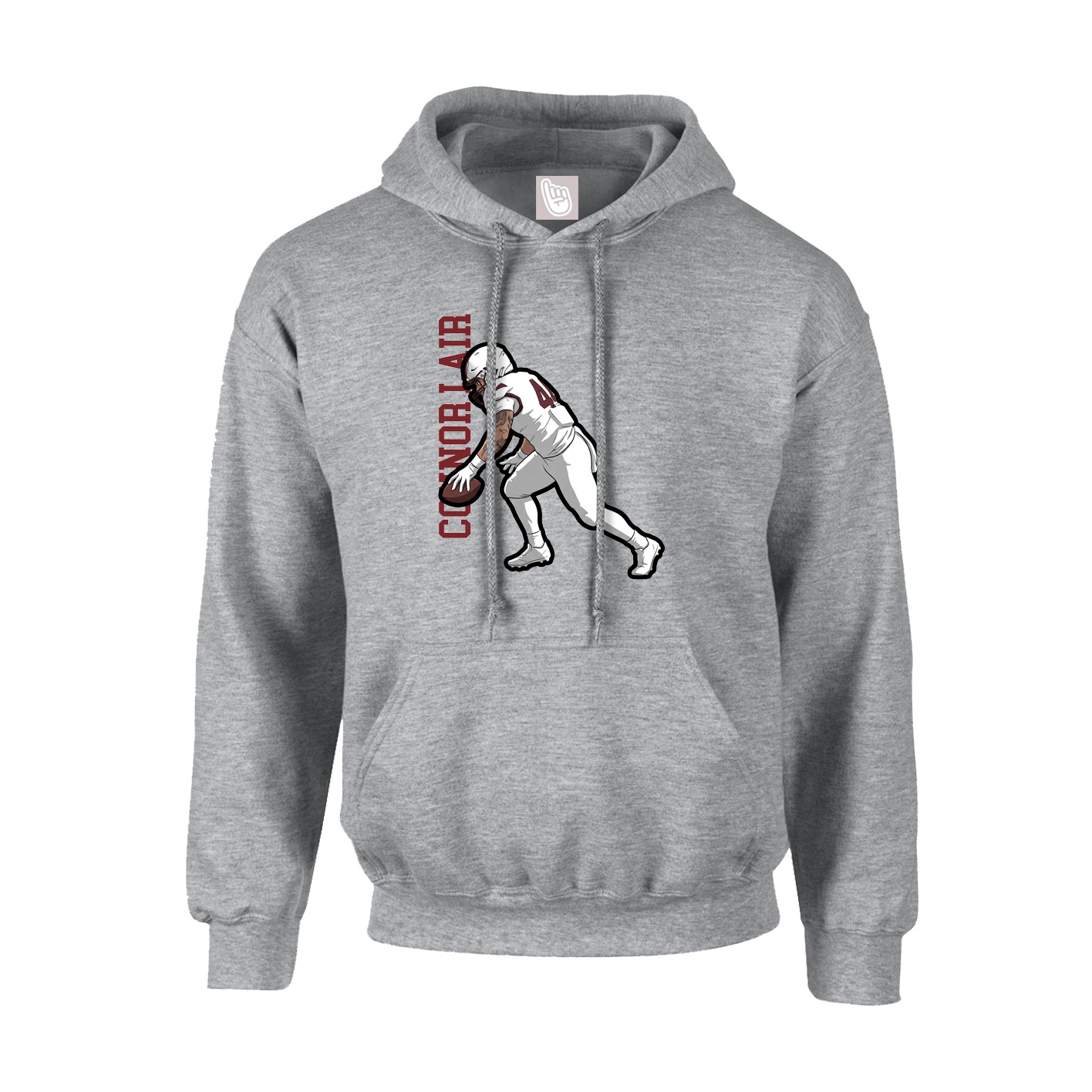 Hoodie — Name Vertical in Grey