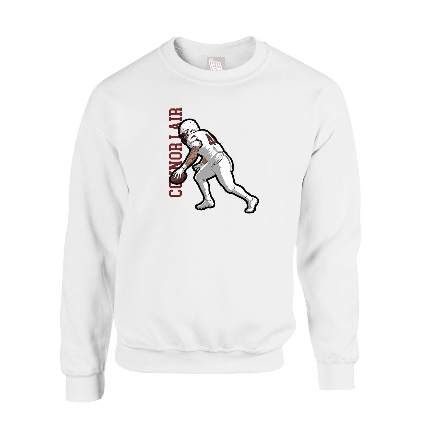 Fleece Crew — Name Vertical in White