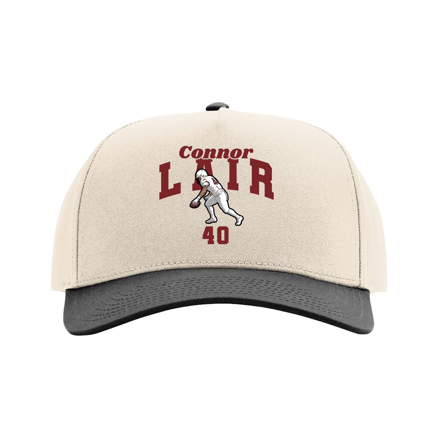 Full Fabric Five-Panel Champ Cap — Signature Arch in Cream/Black