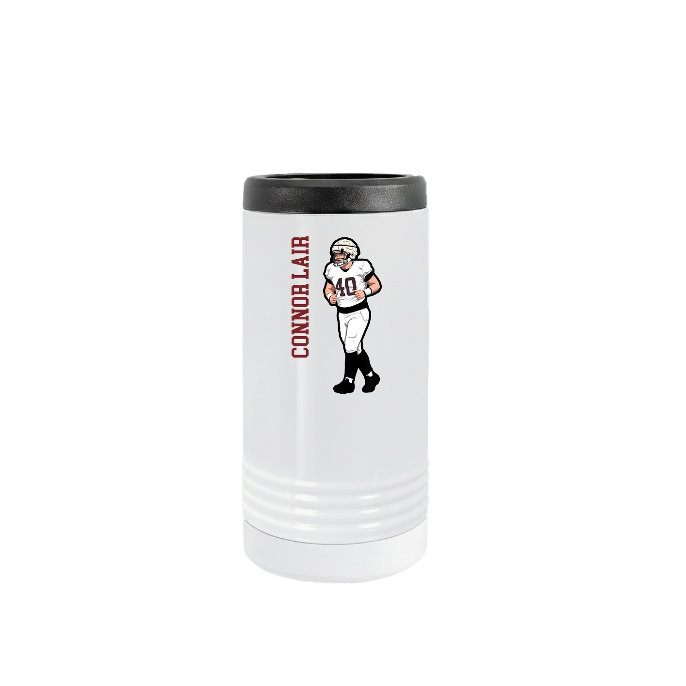 Slim Beverage Holder — Name Vertical in White