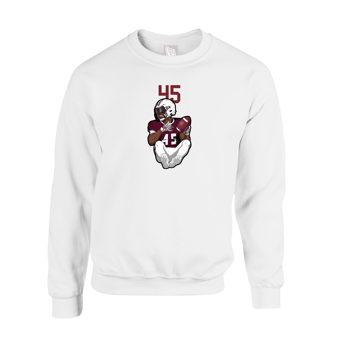 Fleece Crew — Number Top in White