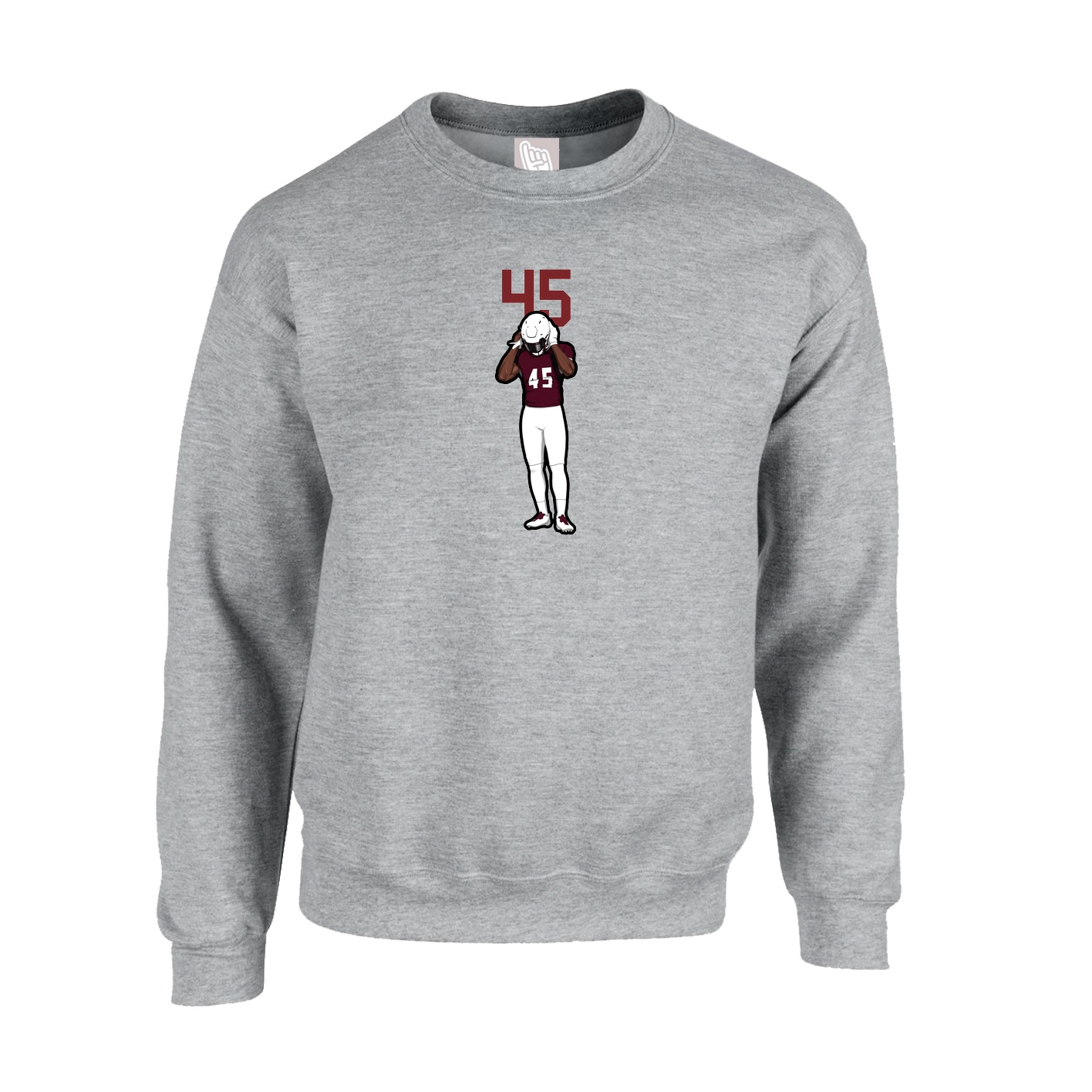 Fleece Crew — Number Top in Grey