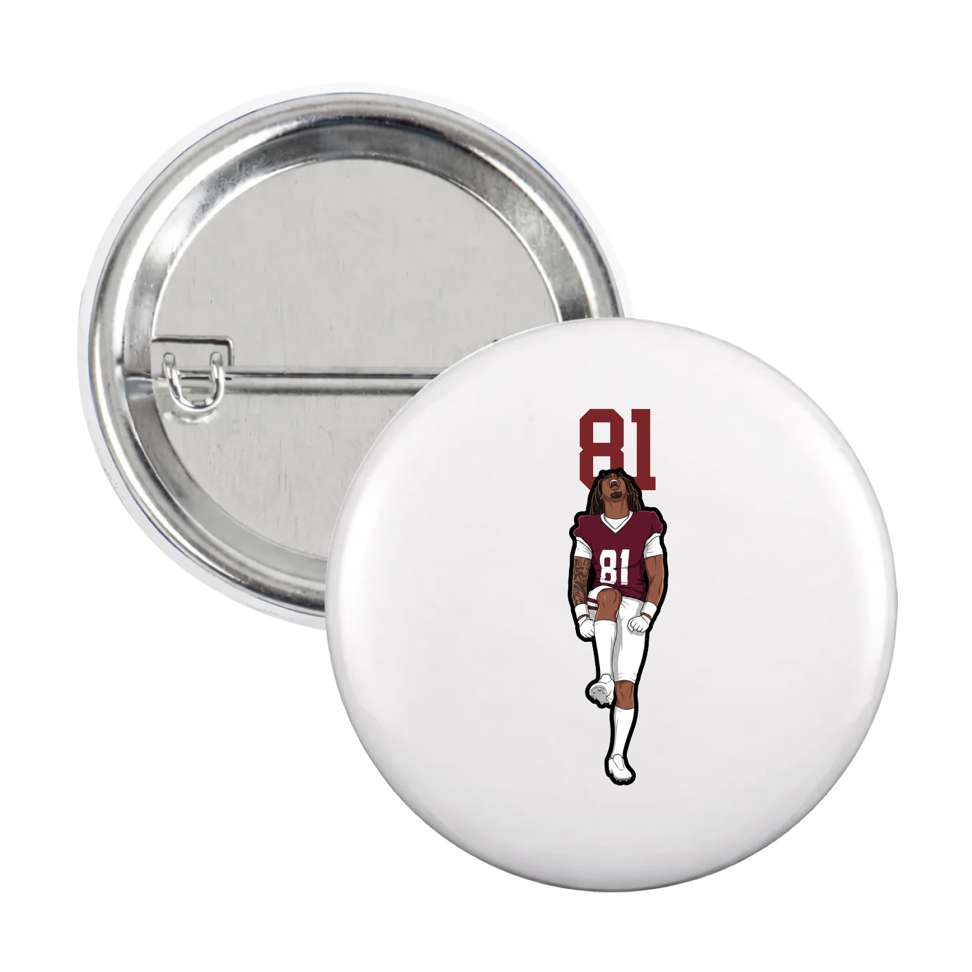 Game Day Button — Number Top in White
