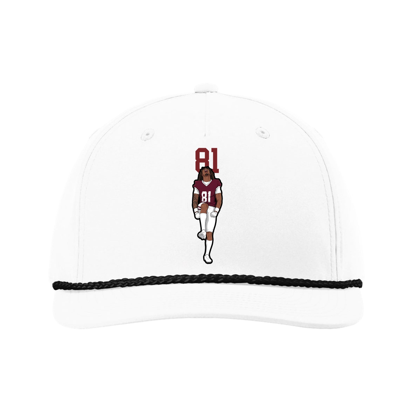 Five-Panel Classic Rope Cap — Number Top in White
