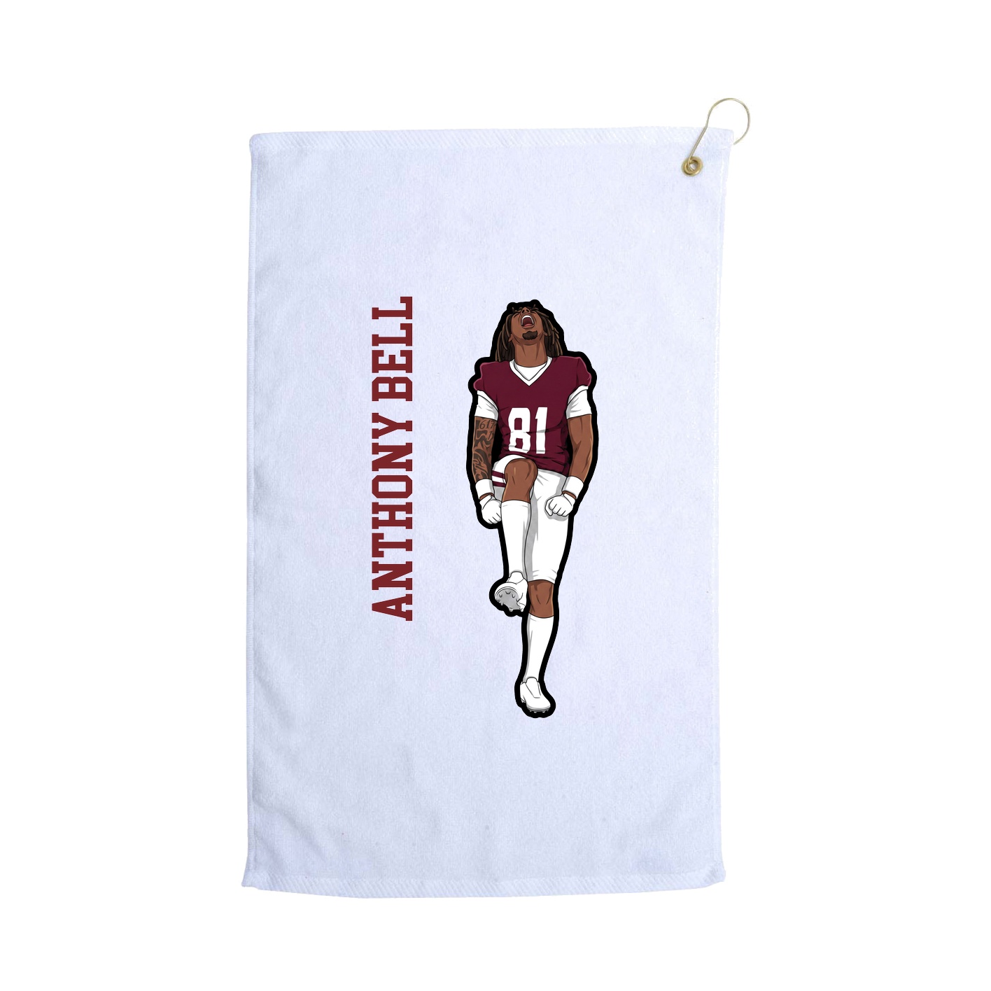 Golf Towel — Name Vertical in White