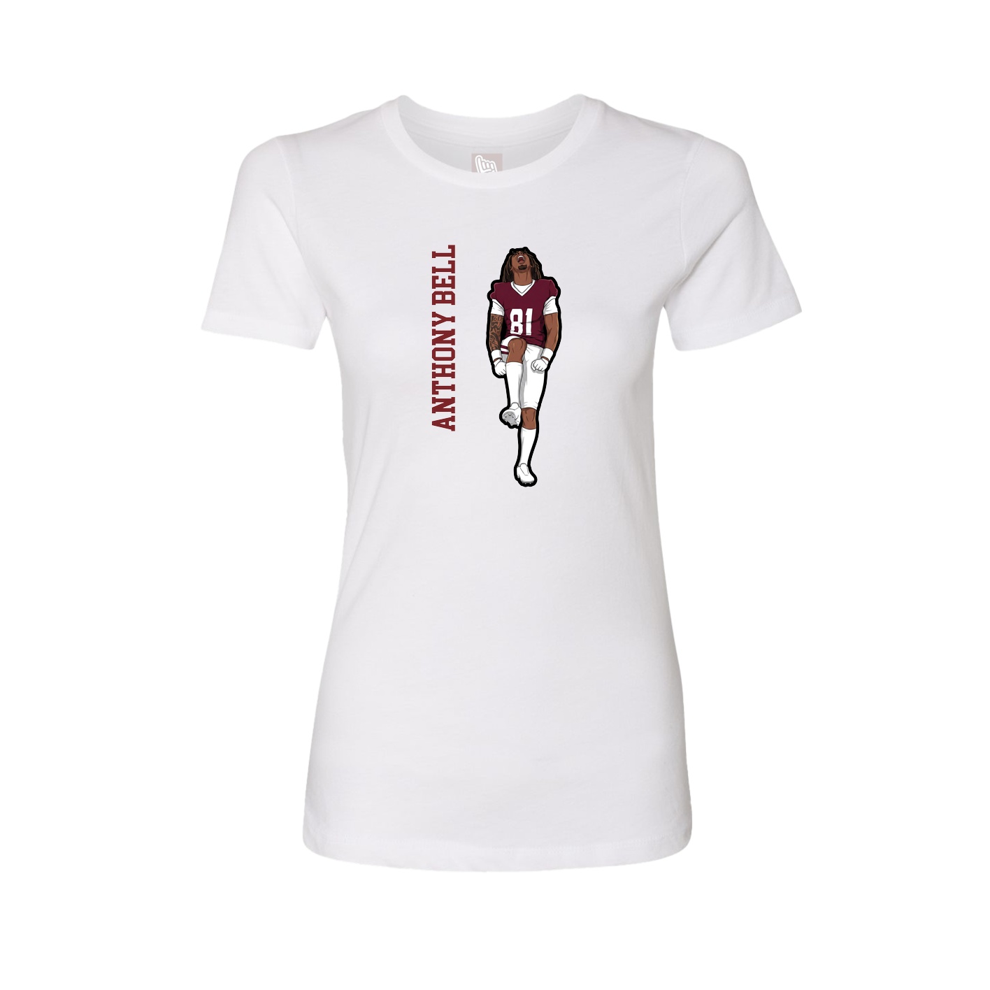 Fitted Women's Tee — Name Vertical in White