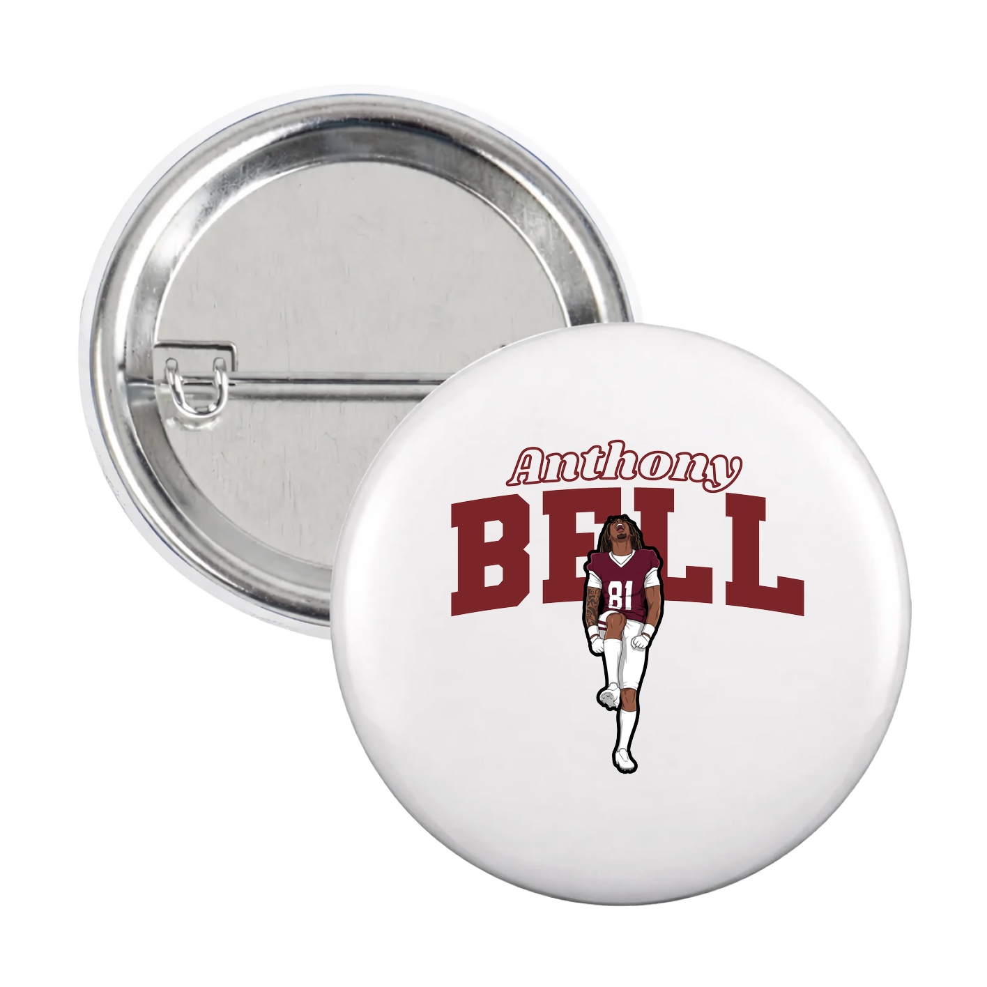 Game Day Button — Name Arch in White