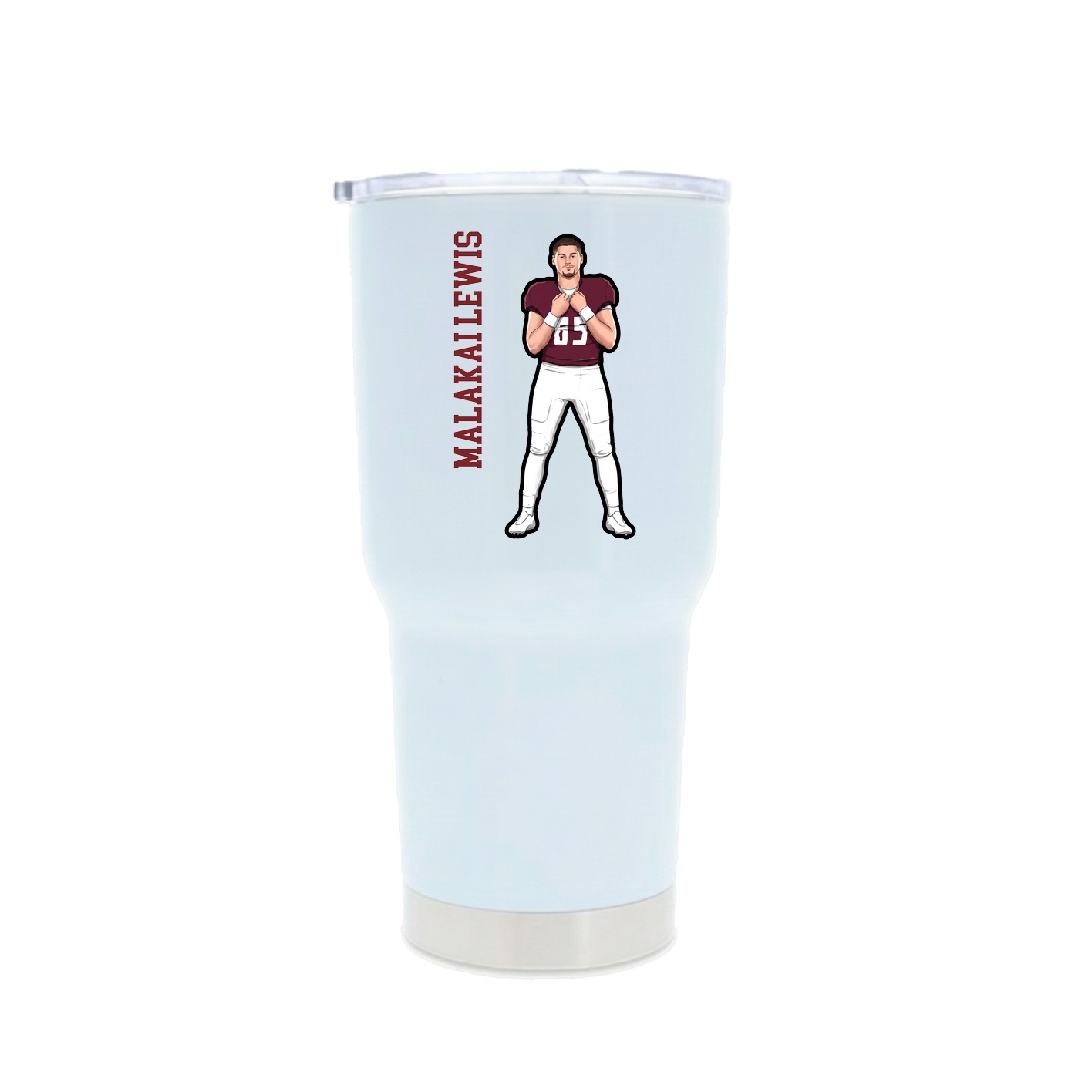 30oz Stainless Steel Tumbler — Name Vertical in White
