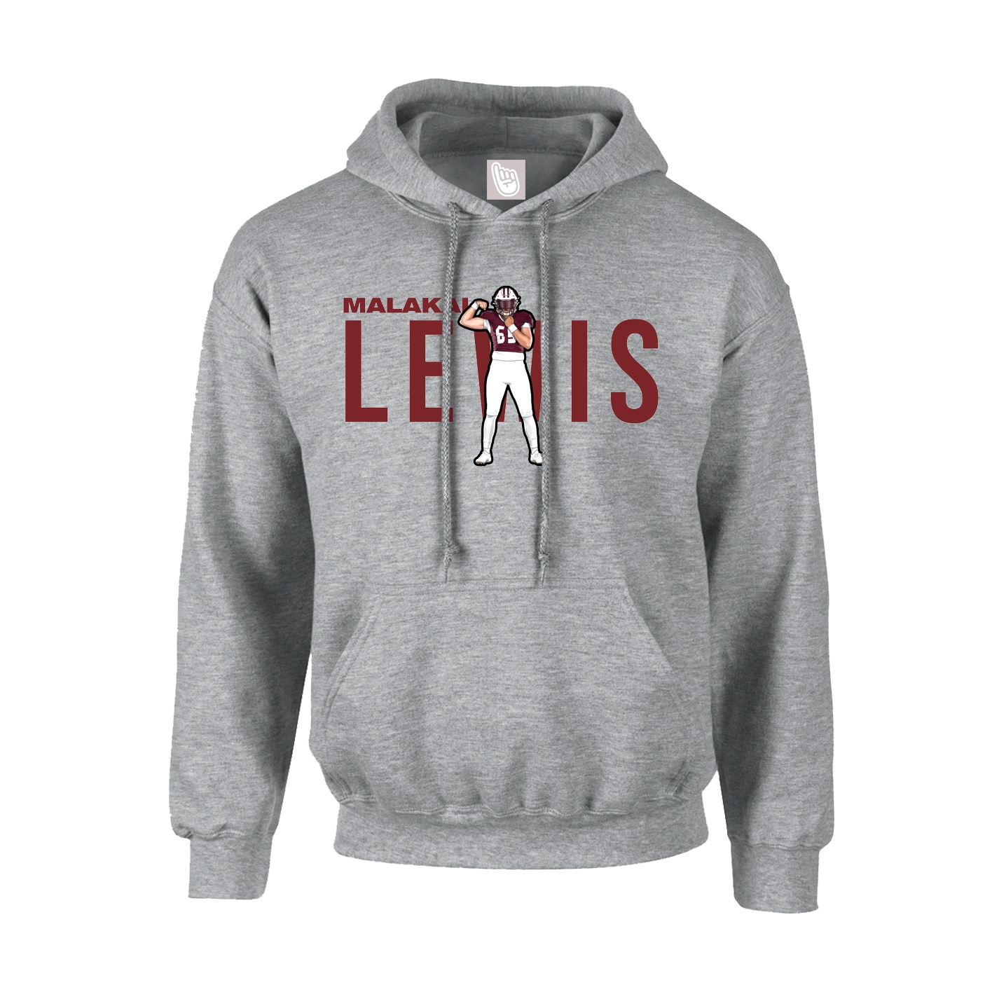 Hoodie — Player Name in Grey