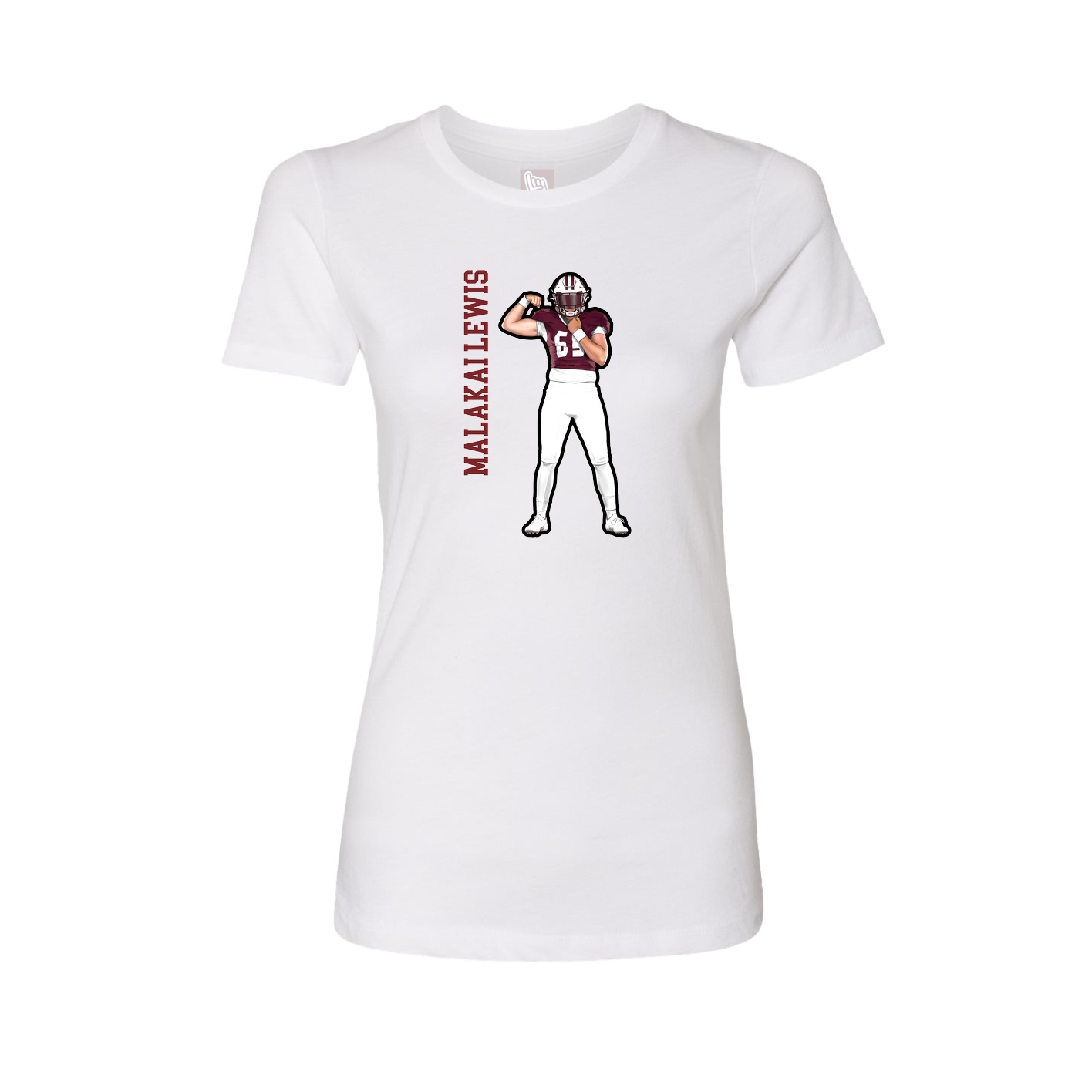 Fitted Women's Tee — Name Vertical in White