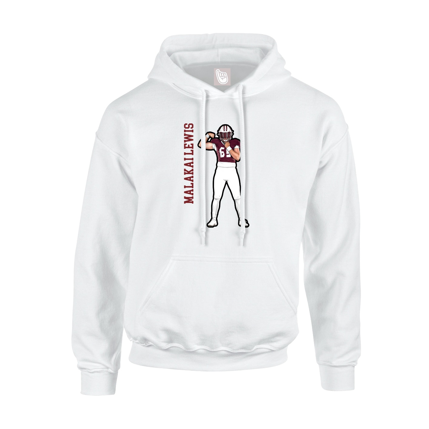 Youth Hoodie — Name Vertical in White