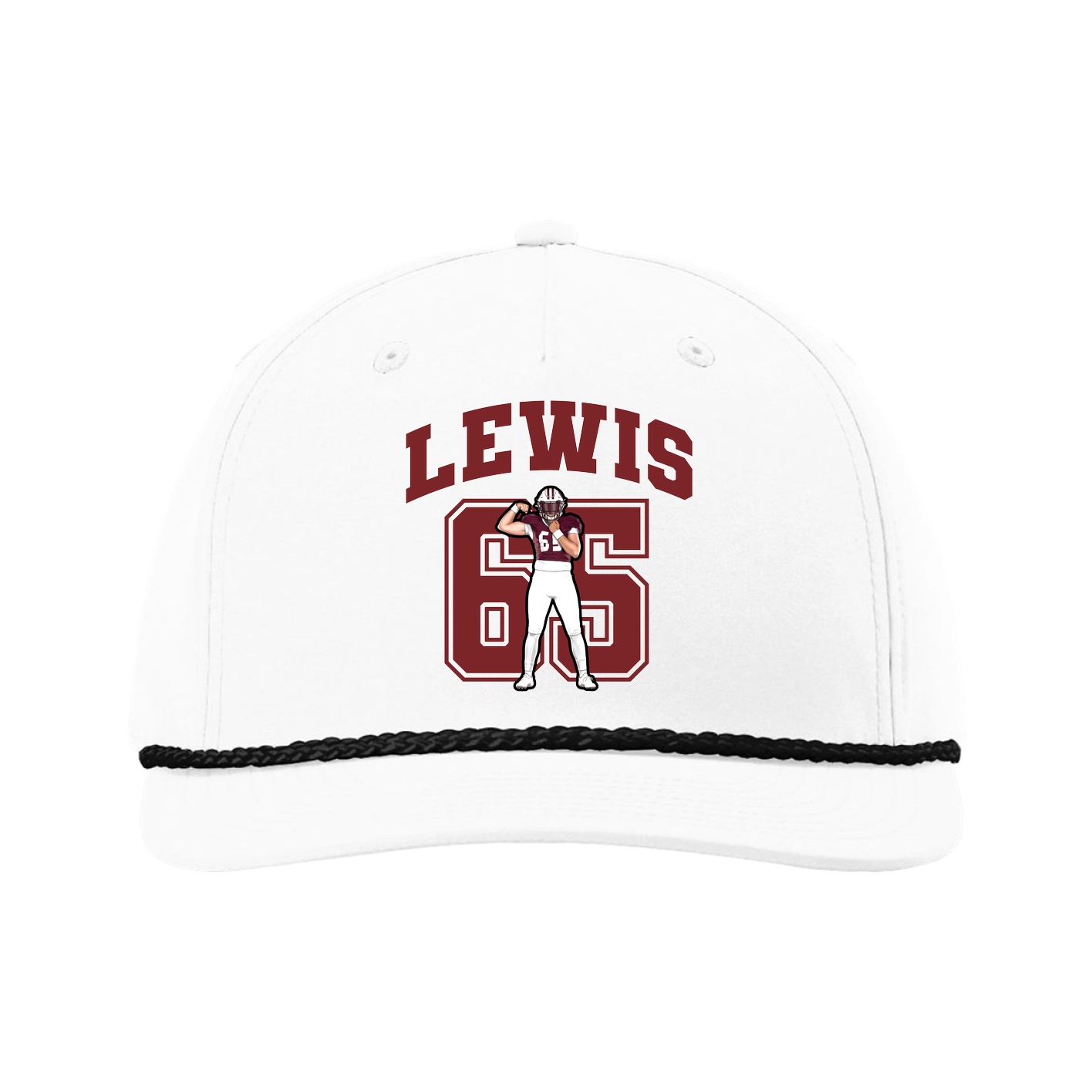 Five-Panel Classic Rope Cap — Number in White