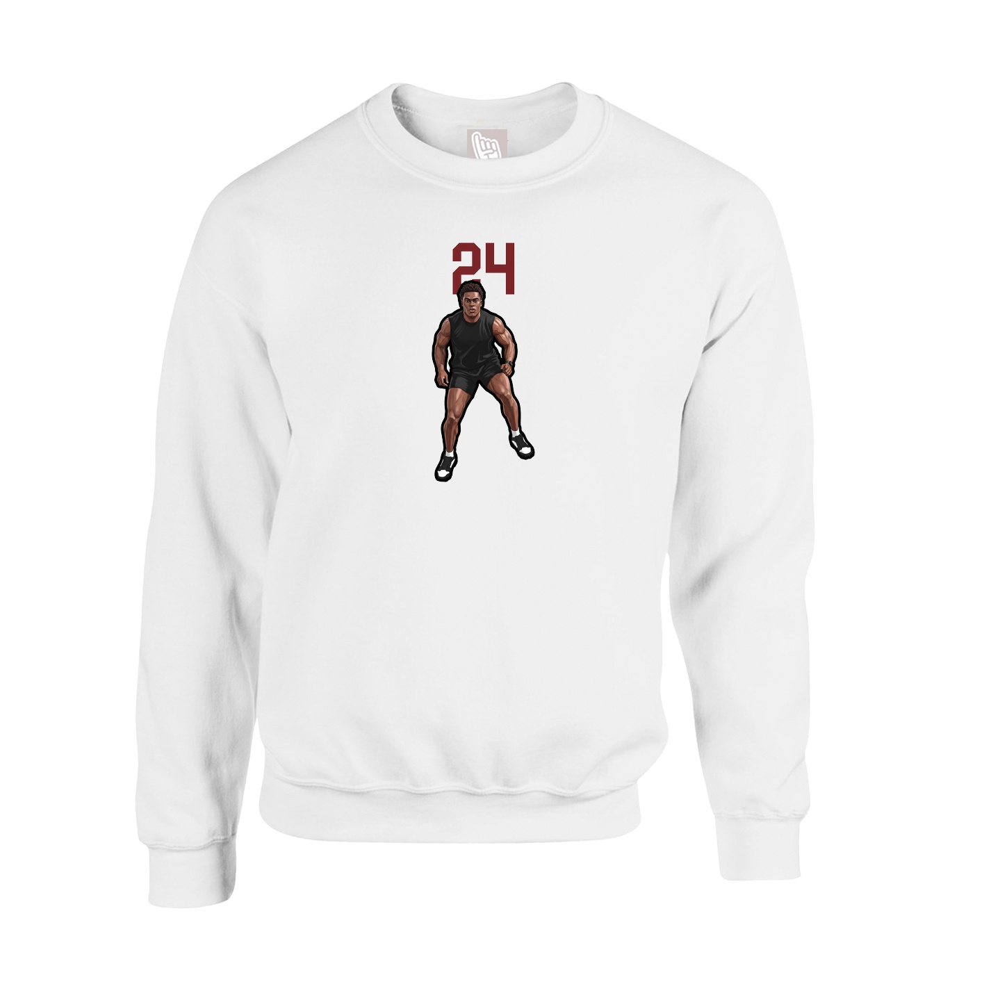 Fleece Crew — Number Top in White