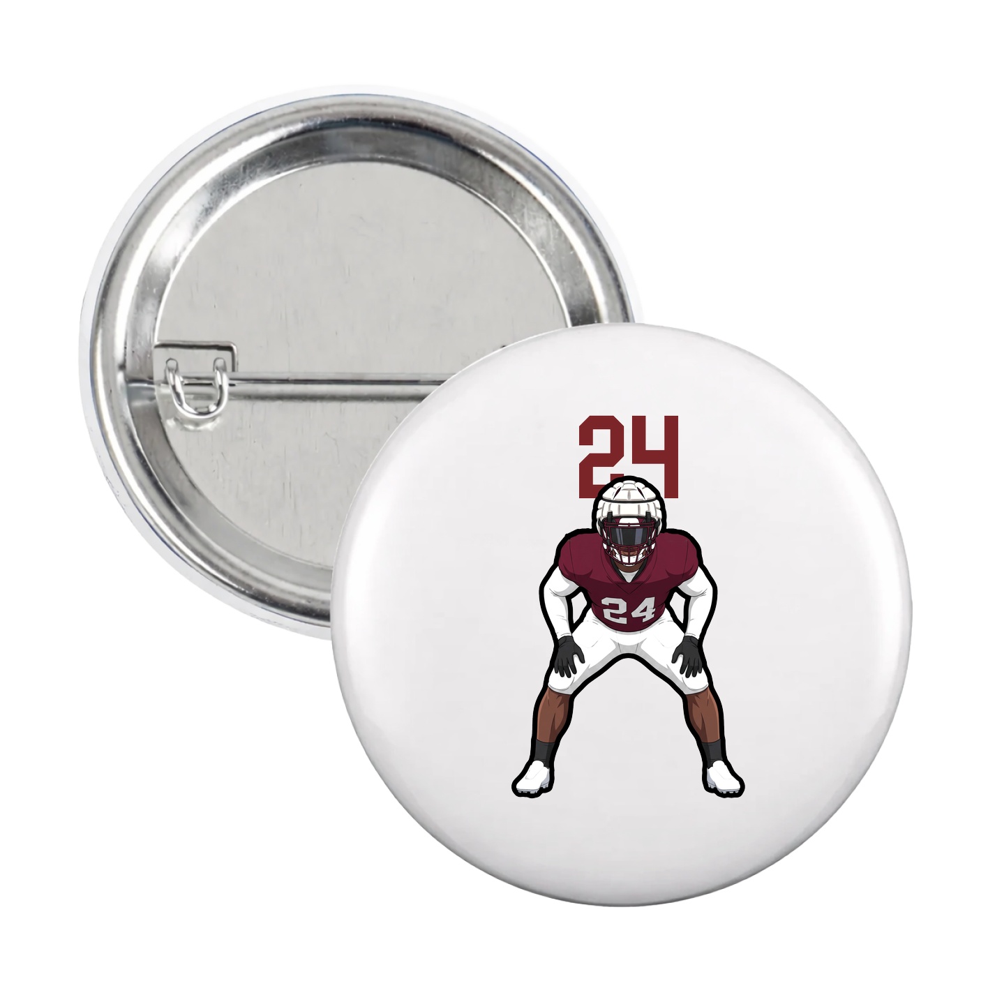 Game Day Button — Number Top in White