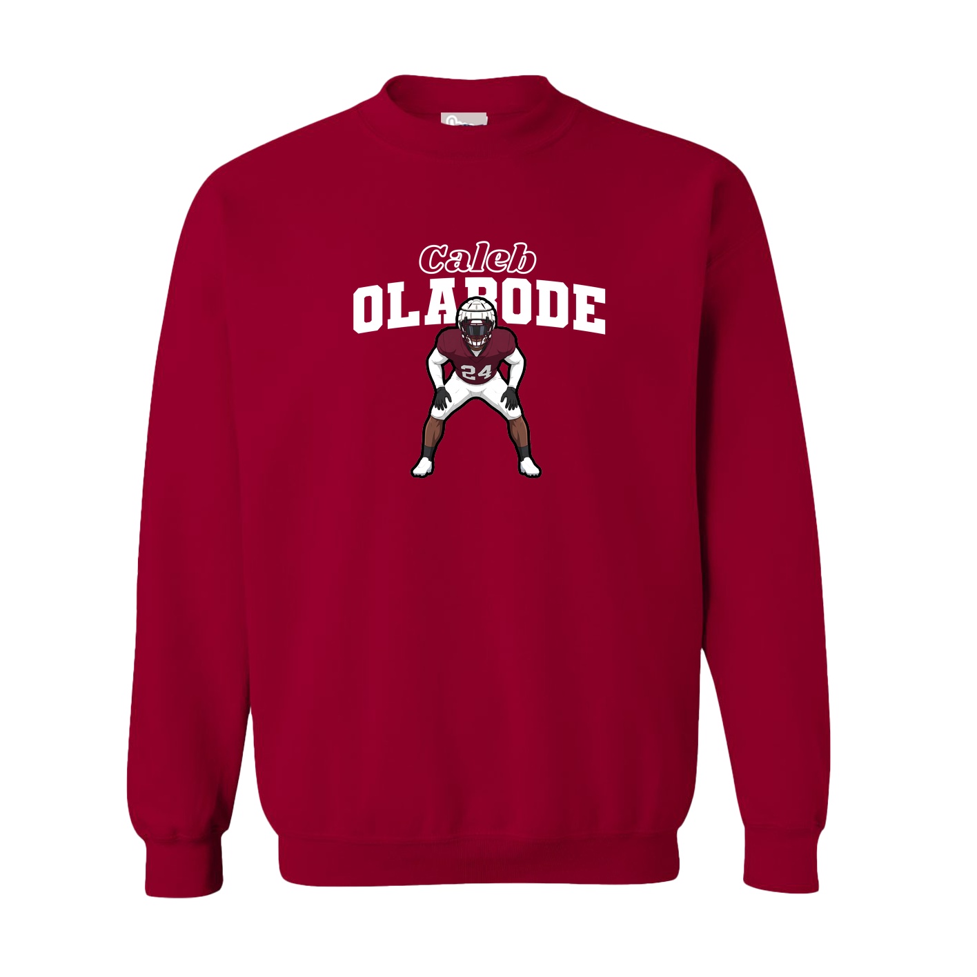 Fleece Crew — Name Arch in Cardinal