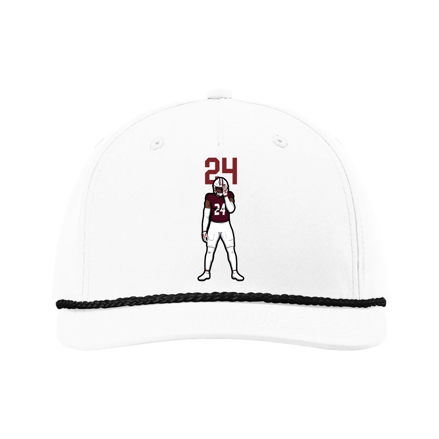 Five-Panel Classic Rope Cap — Number Top in White