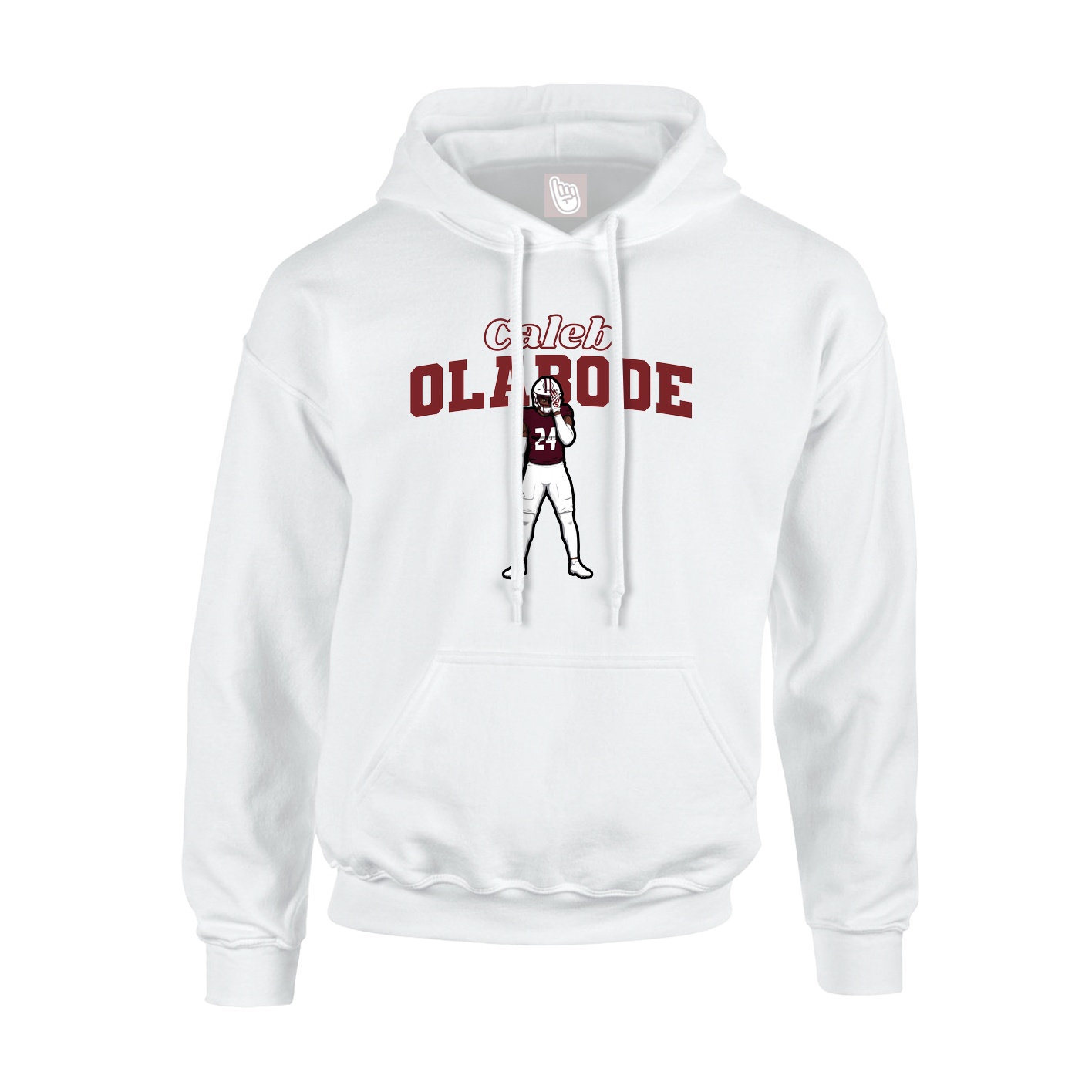 Youth Hoodie — Name Arch in White