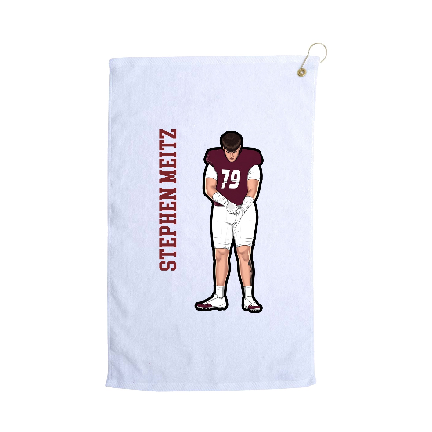 Golf Towel — Name Vertical in White