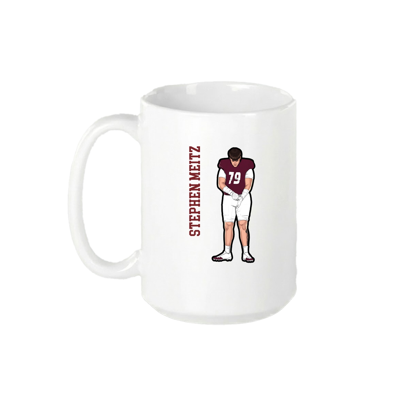 15oz Coffee Mug — Name Vertical in White