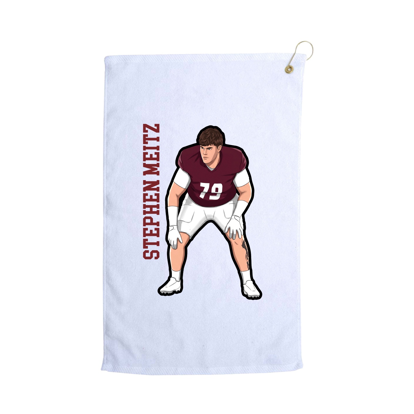 Golf Towel — Name Vertical in White
