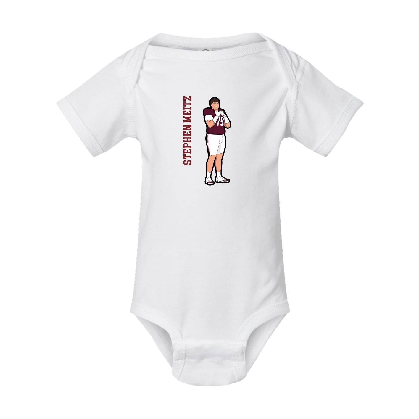 Baby Onesie — Name Vertical in White