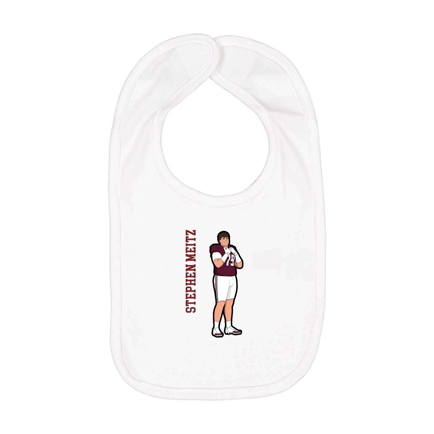 Infant Bib — Name Vertical in White