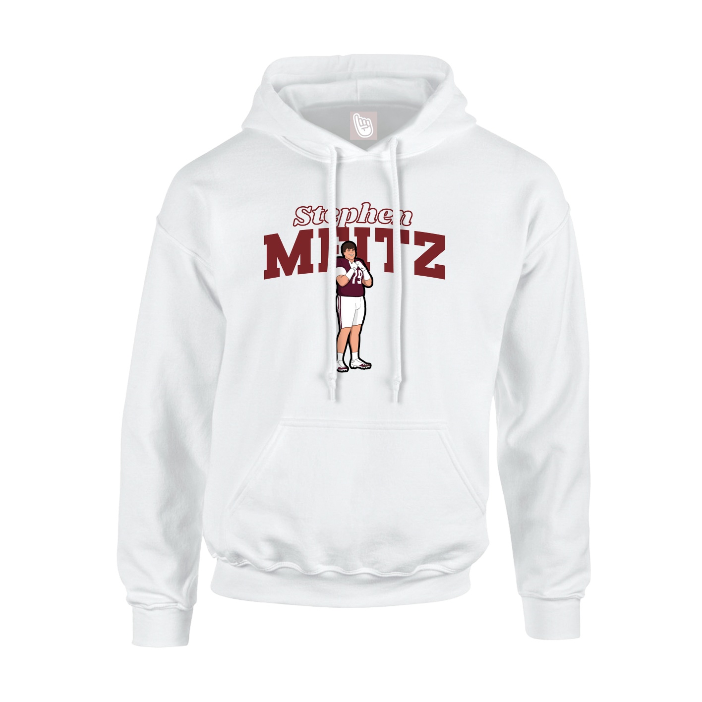 Youth Hoodie — Name Arch in White