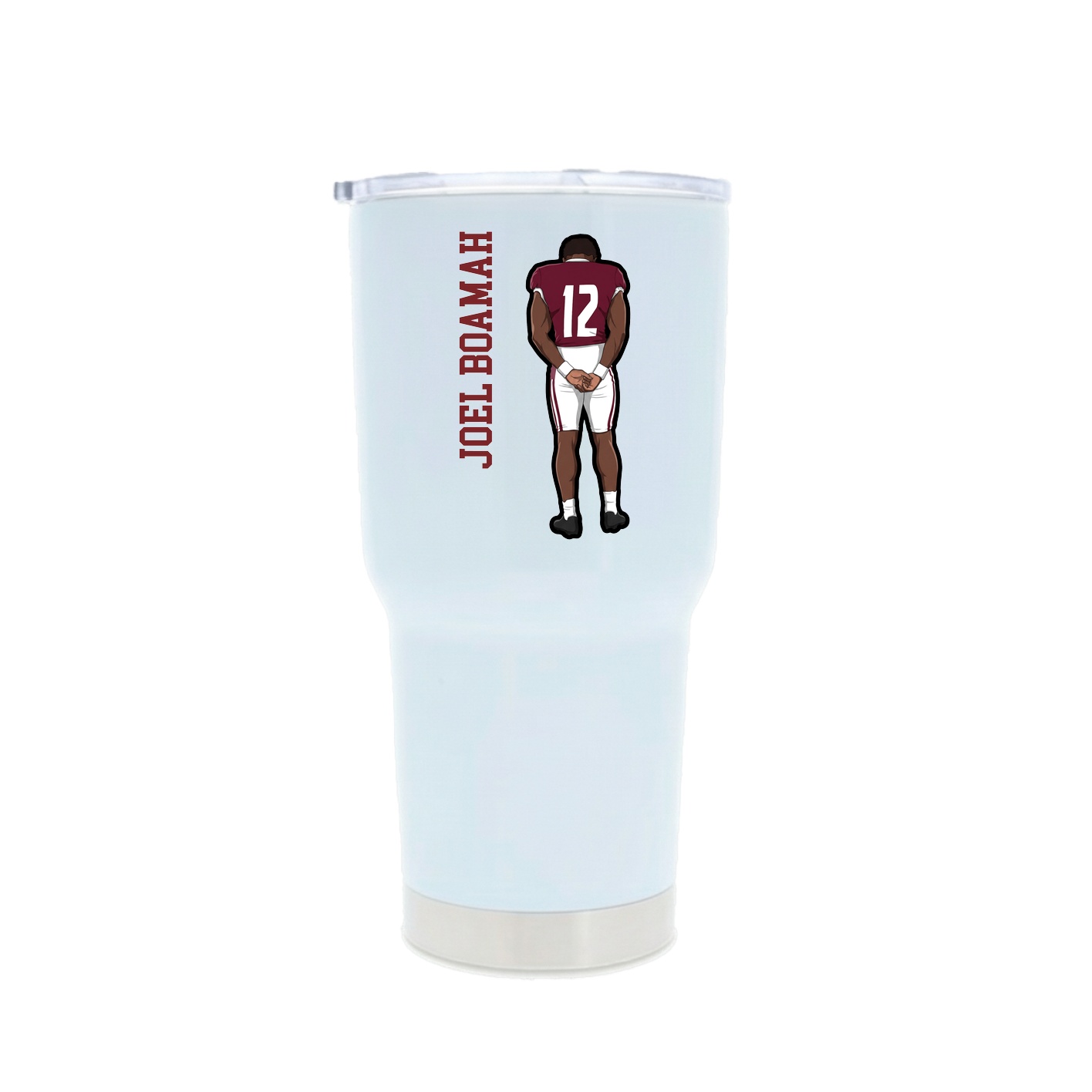 30oz Stainless Steel Tumbler — Name Vertical in White