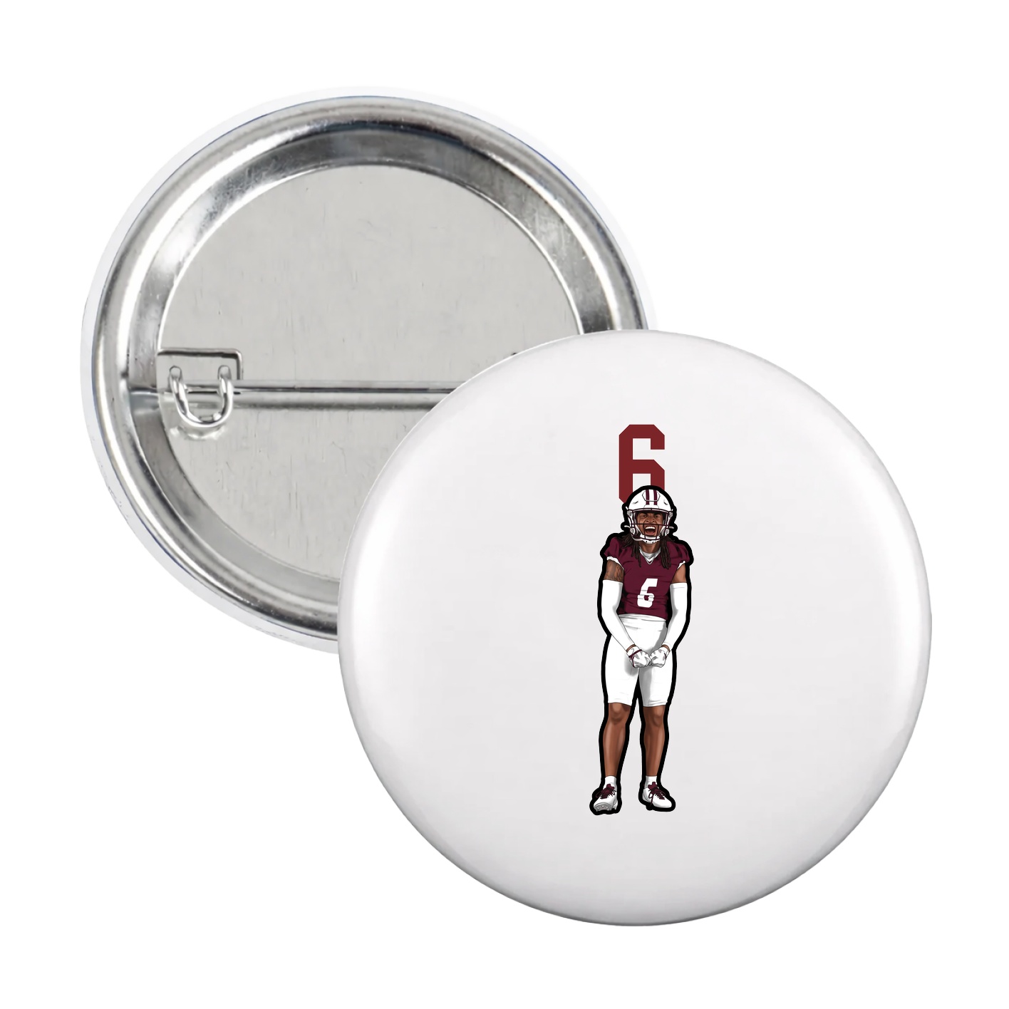 Game Day Button — Number Top in White