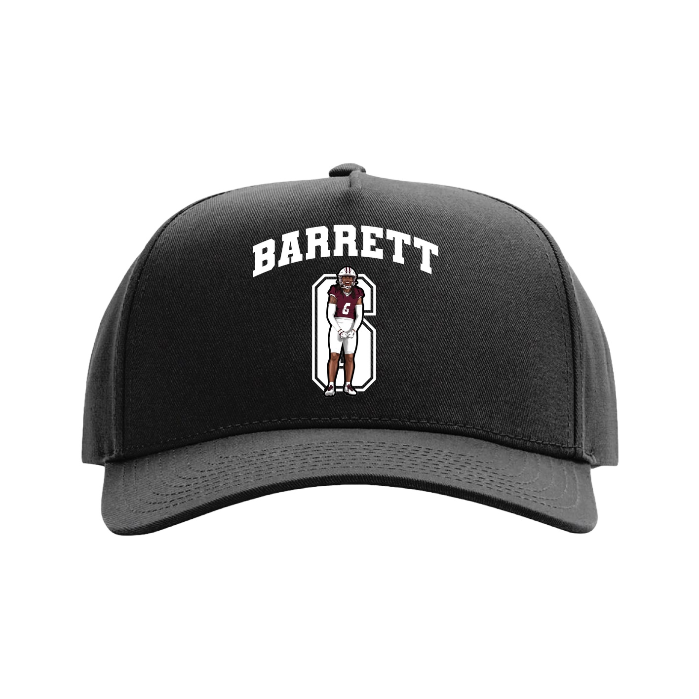 Full Fabric Five-Panel Champ Cap — Number in Black