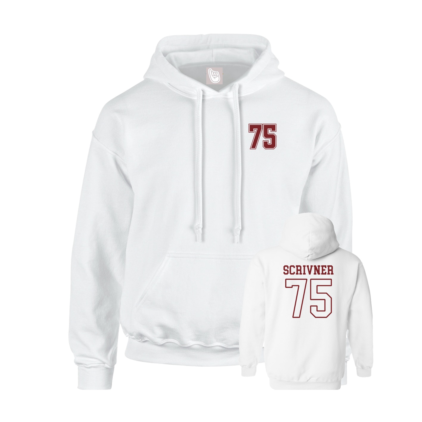 Youth Hoodie — Chest Back in White