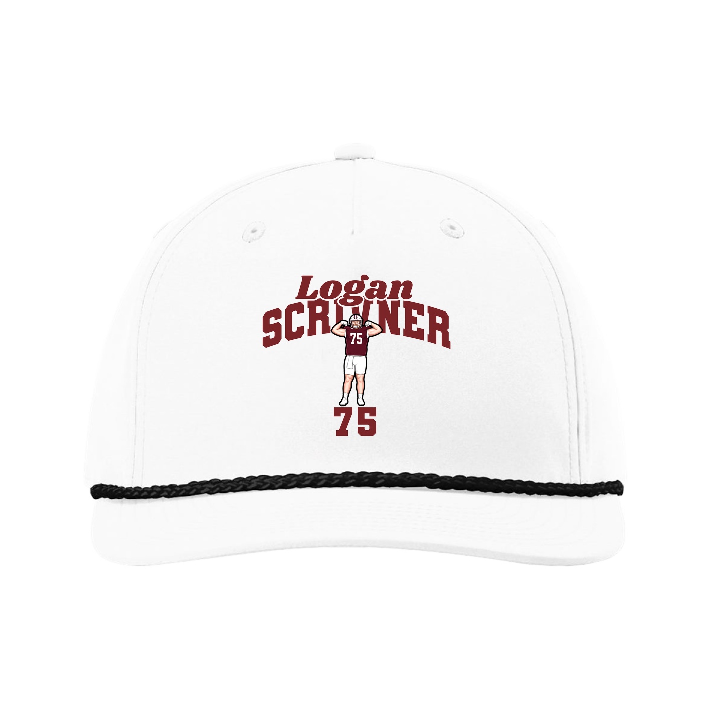 Five-Panel Classic Rope Cap — Signature Arch in White